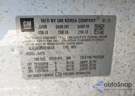 2013 Buick Encore Premium z USA, uszkodzony, nr VIN KL4CJDSB8DB106426